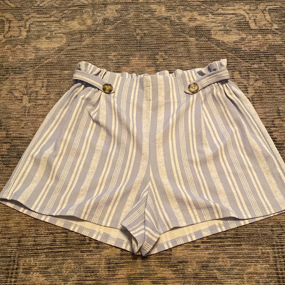 Blue and white striped shorts